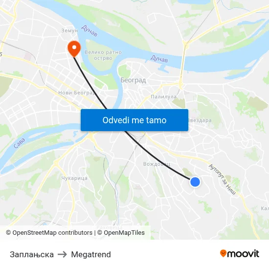 Заплањска to Megatrend map