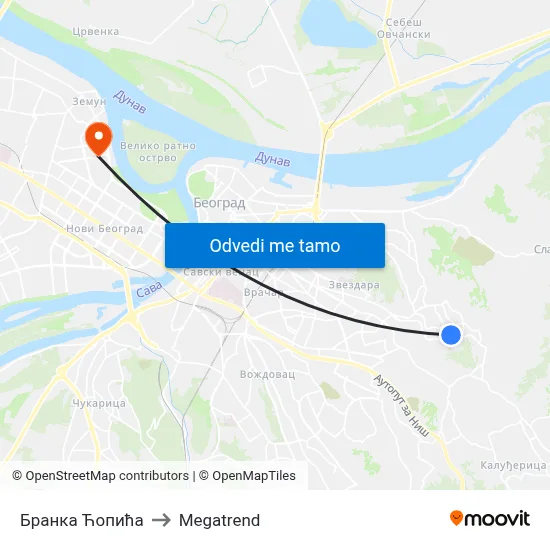 Бранка Ћопића to Megatrend map