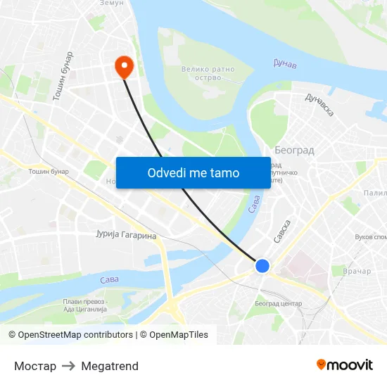 Мостар to Megatrend map