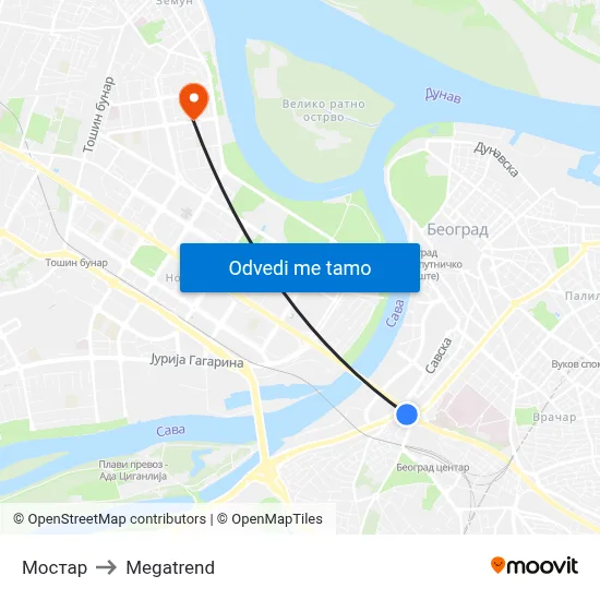 Мостар to Megatrend map