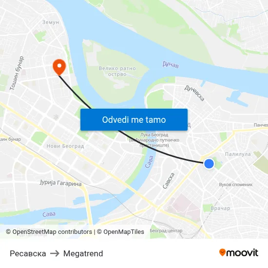 Ресавска to Megatrend map
