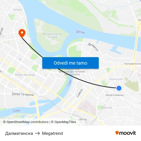 Далматинска to Megatrend map