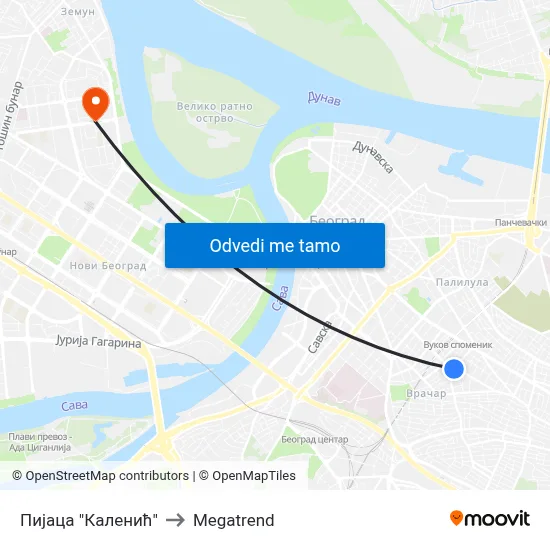 Пијаца "Каленић" to Megatrend map