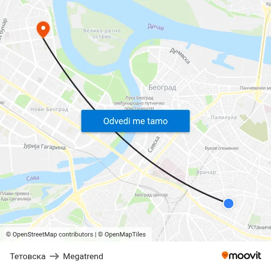 Тетовска to Megatrend map
