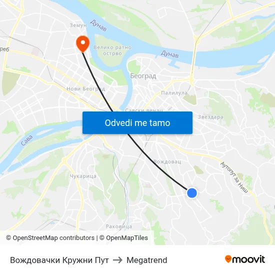 Вождовачки Кружни Пут to Megatrend map