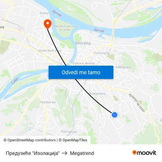 Предузеће "Изолација" to Megatrend map