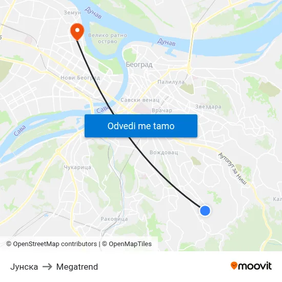 Јунска to Megatrend map