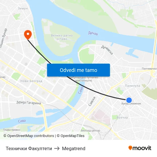 Технички Факултети to Megatrend map