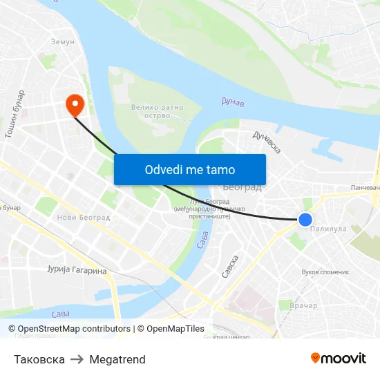 Таковска to Megatrend map