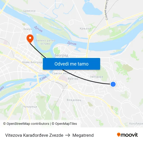 Vitezova Karađorđeve Zvezde to Megatrend map