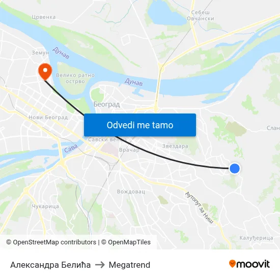 Александра Белића to Megatrend map