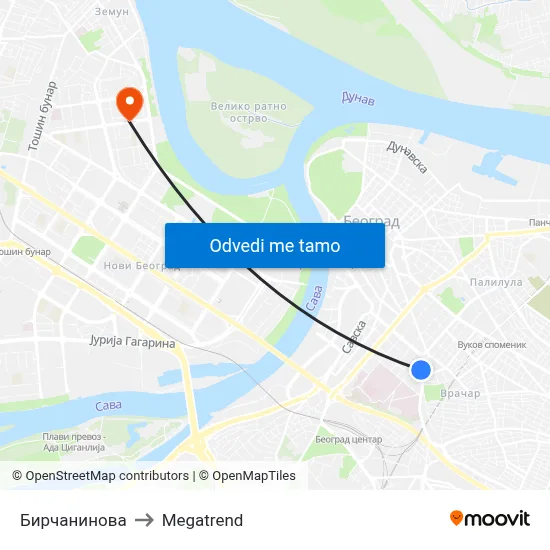 Бирчанинова to Megatrend map