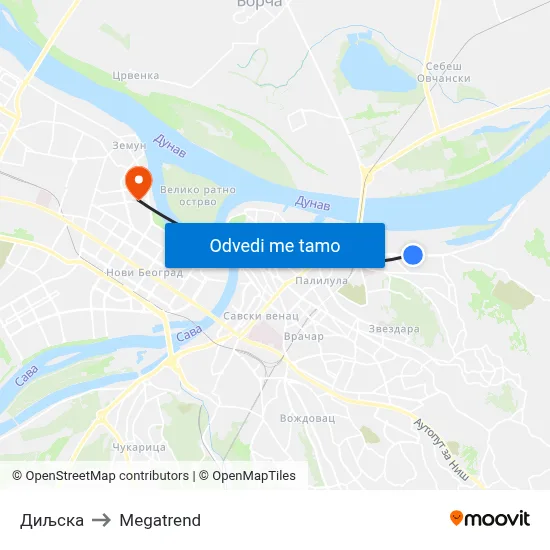Диљска to Megatrend map