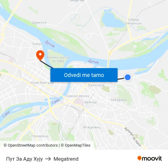 Пут За Аду Хују to Megatrend map