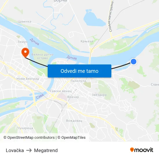 Lovačka to Megatrend map