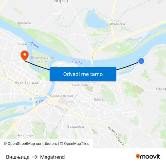 Вишњица to Megatrend map
