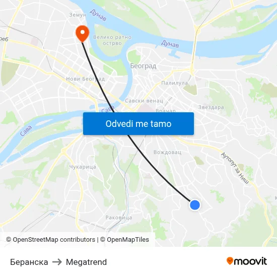 Беранска to Megatrend map