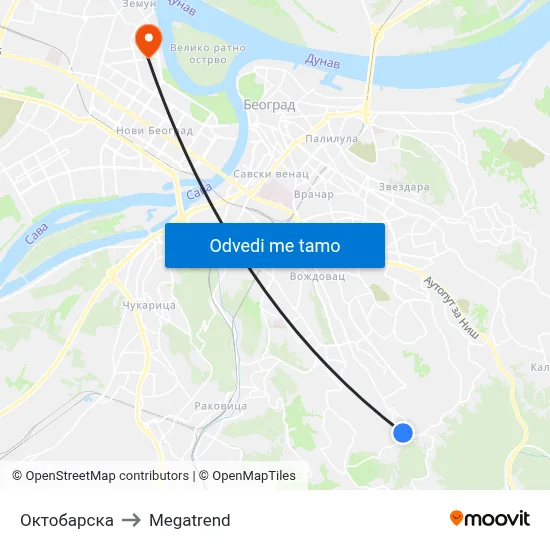Октобарска to Megatrend map