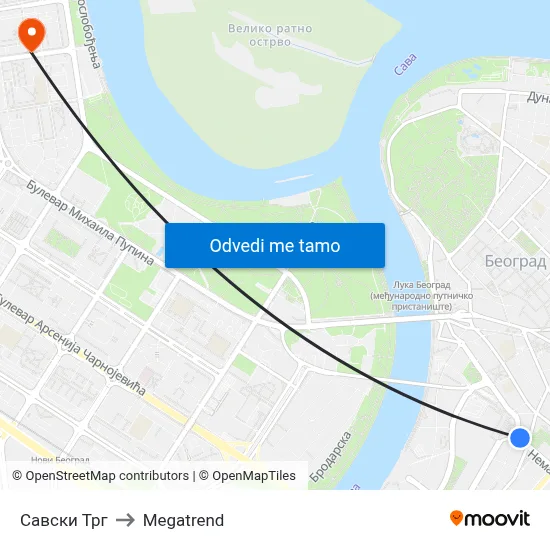 Савски Трг to Megatrend map