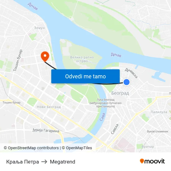 Краља Петра to Megatrend map