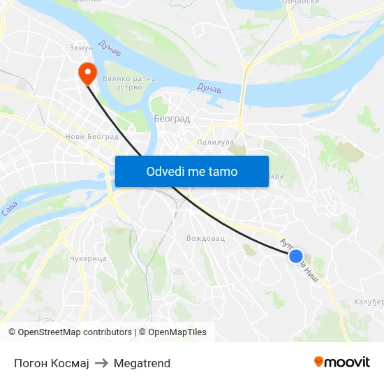 Погон Космај to Megatrend map