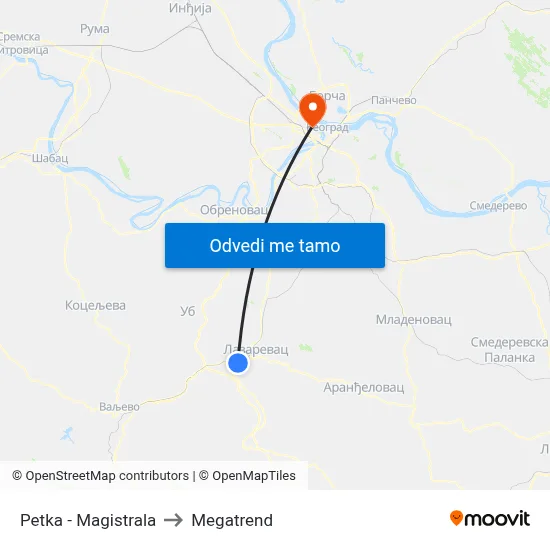 Petka - Magistrala to Megatrend map