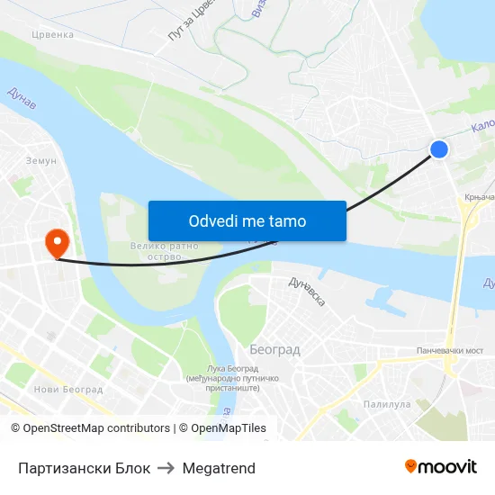 Партизански Блок to Megatrend map