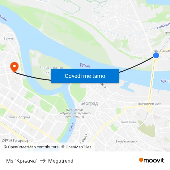 Мз "Крњача" to Megatrend map