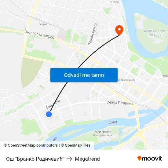 Ош "Бранко Радичевић" to Megatrend map