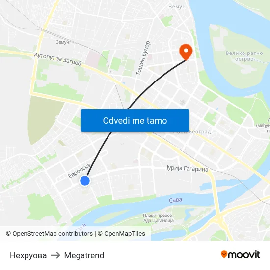 Нехруова to Megatrend map
