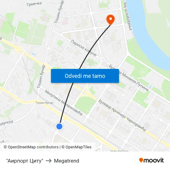 "Аирпорт Цитy" to Megatrend map