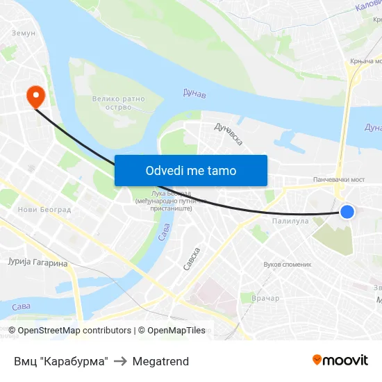 Вмц "Карабурма" to Megatrend map