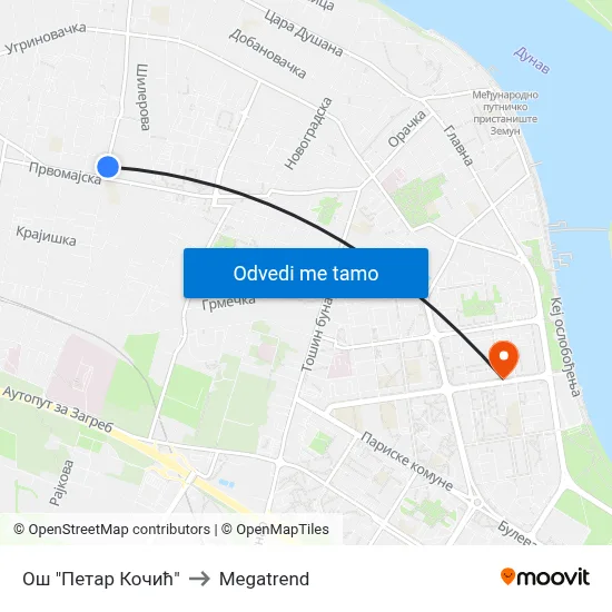 Ош "Петар Кочић" to Megatrend map