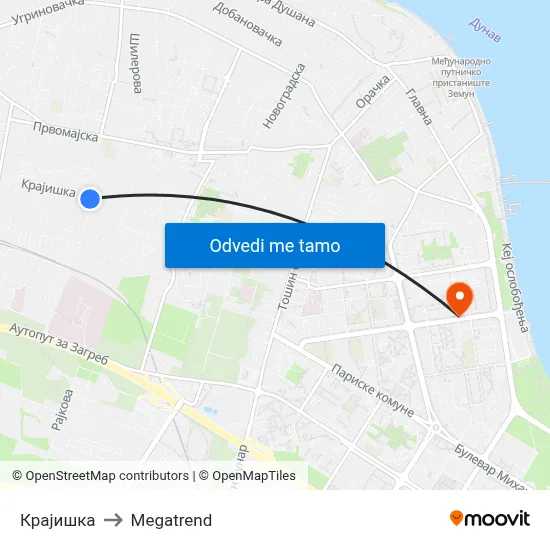 Крајишка to Megatrend map