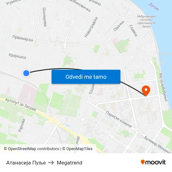 Атанасија Пуље to Megatrend map