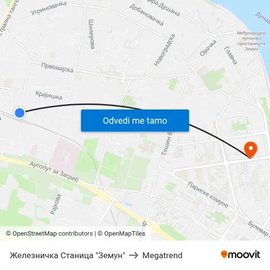 Железничка Станица "Земун" to Megatrend map