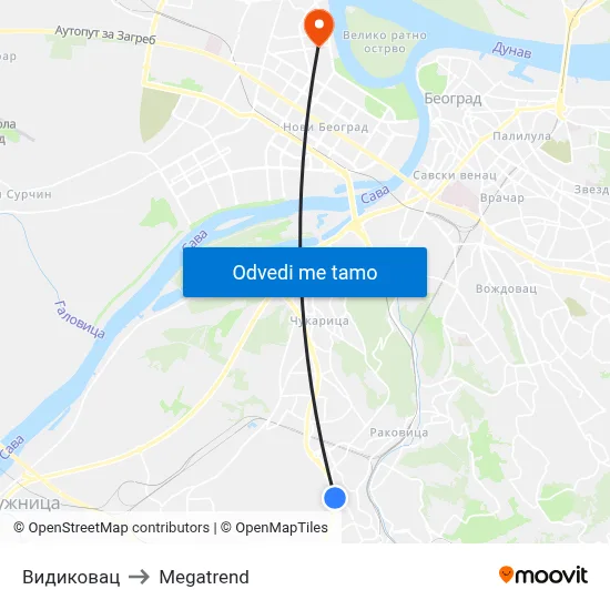 Видиковац to Megatrend map