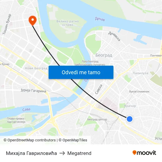 Михајла Гавриловића to Megatrend map
