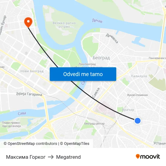 Максима Горког to Megatrend map
