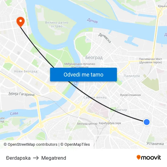 Đerdapska to Megatrend map