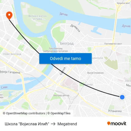 Школа "Војислав Илић" to Megatrend map