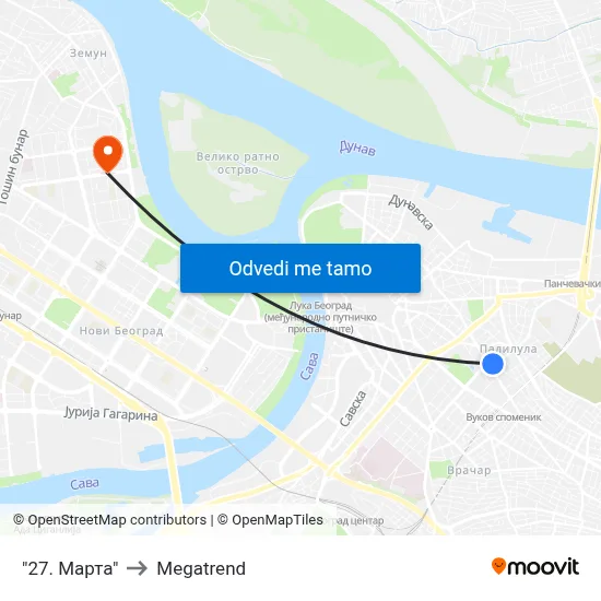 "27. Марта" to Megatrend map