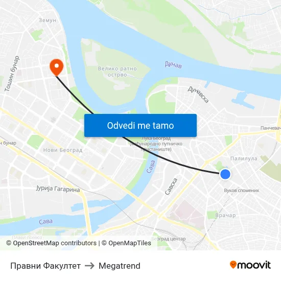 Правни Факултет to Megatrend map