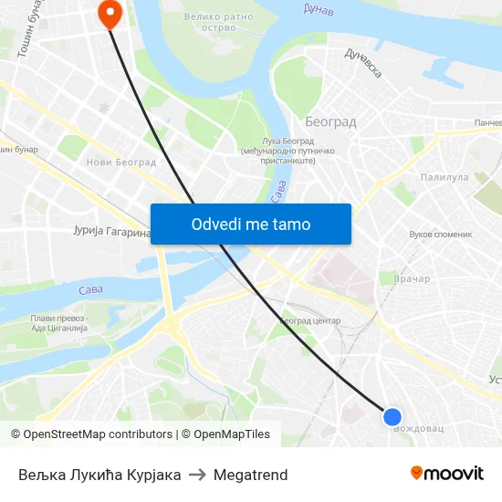 Вељка Лукића Курјака to Megatrend map