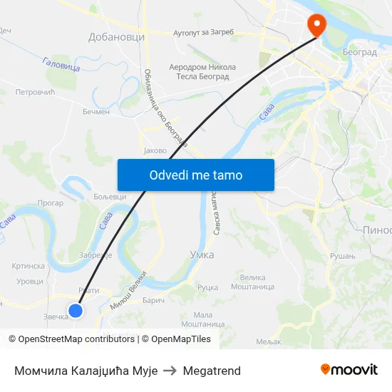 Момчила Калајџића Мује to Megatrend map
