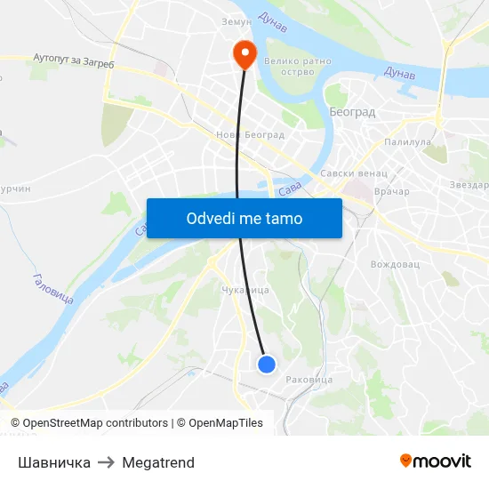 Шавничка to Megatrend map