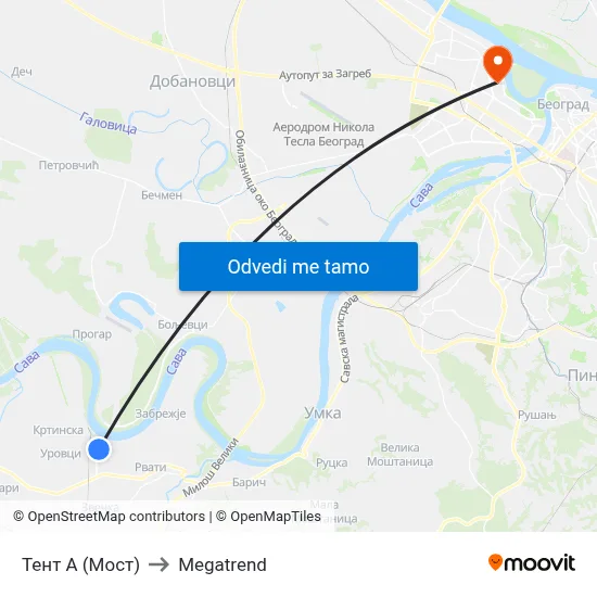 Тент А (Мост) to Megatrend map