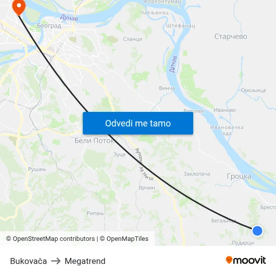 Bukovača to Megatrend map
