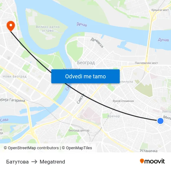 Батутова to Megatrend map