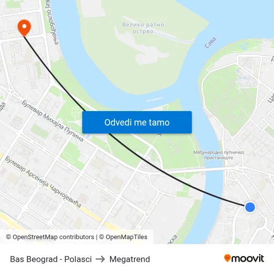 Bas Beograd - Polasci to Megatrend map